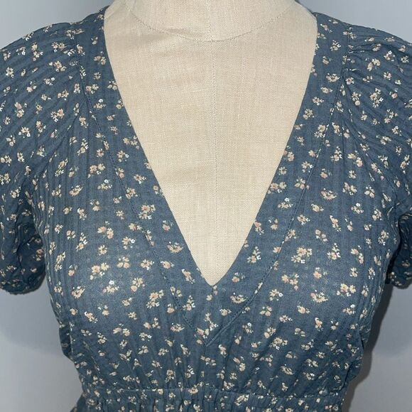 Madewell Manon Cotton Check Voile Short Sleeve Top Size XXS - Picture 4 of 10